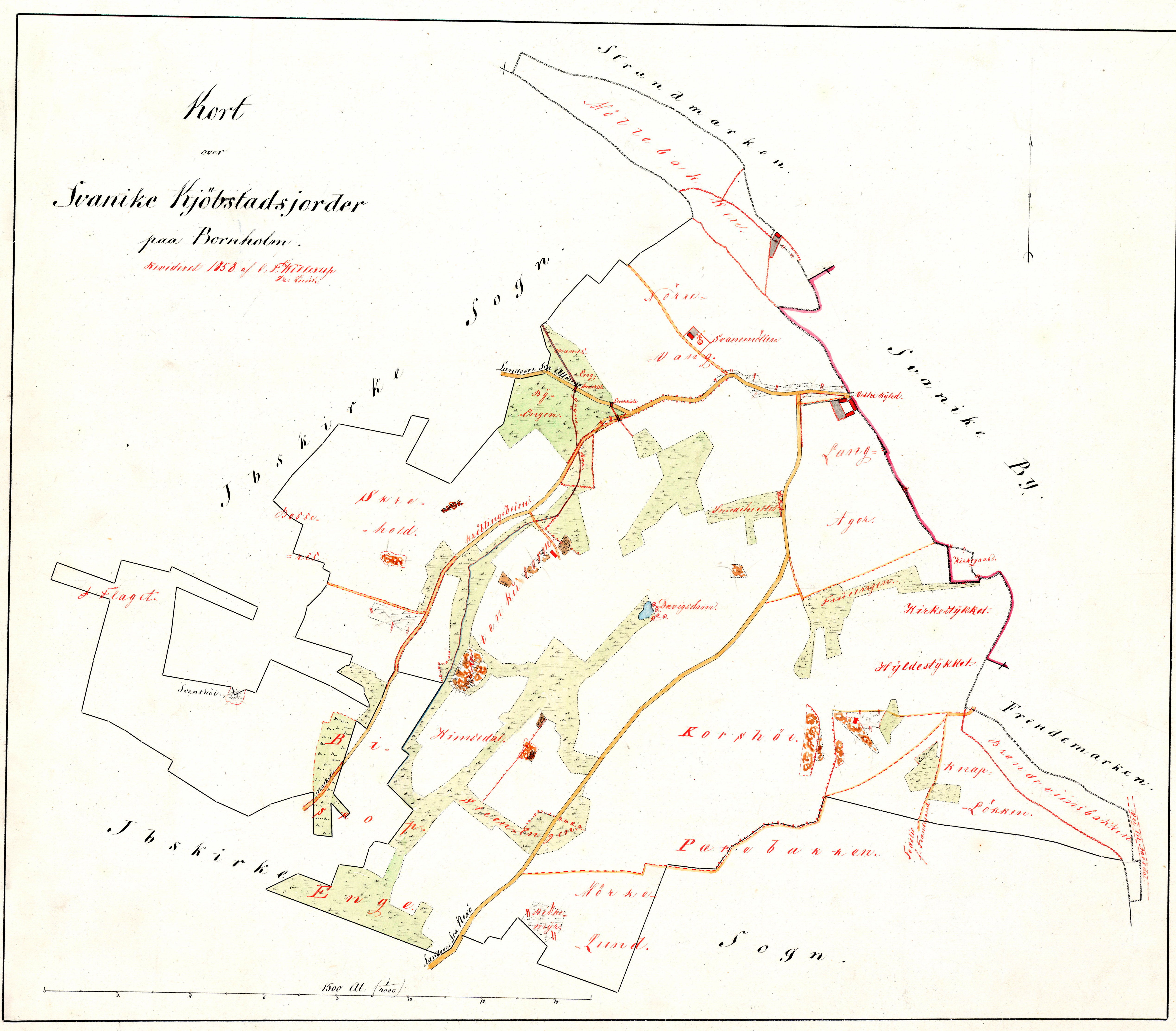 C.F.Willerups opmåling af Svaneke købstads jorder 1858